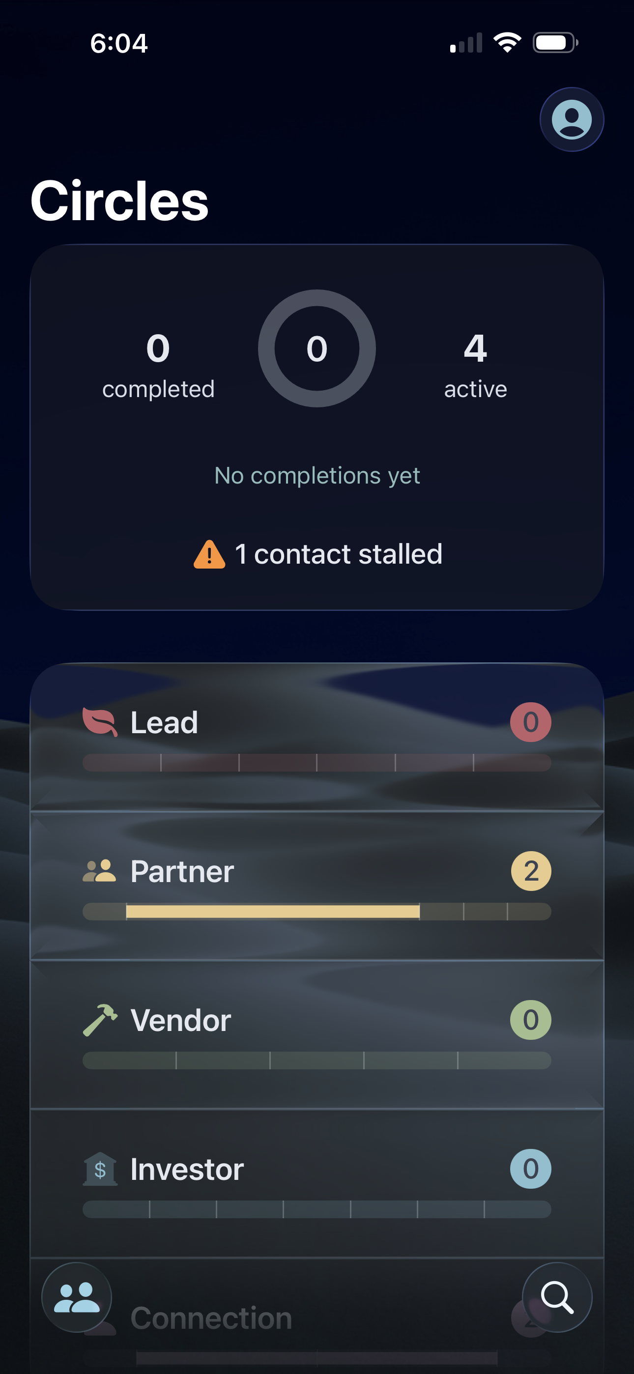 ConnectR circles dashboard