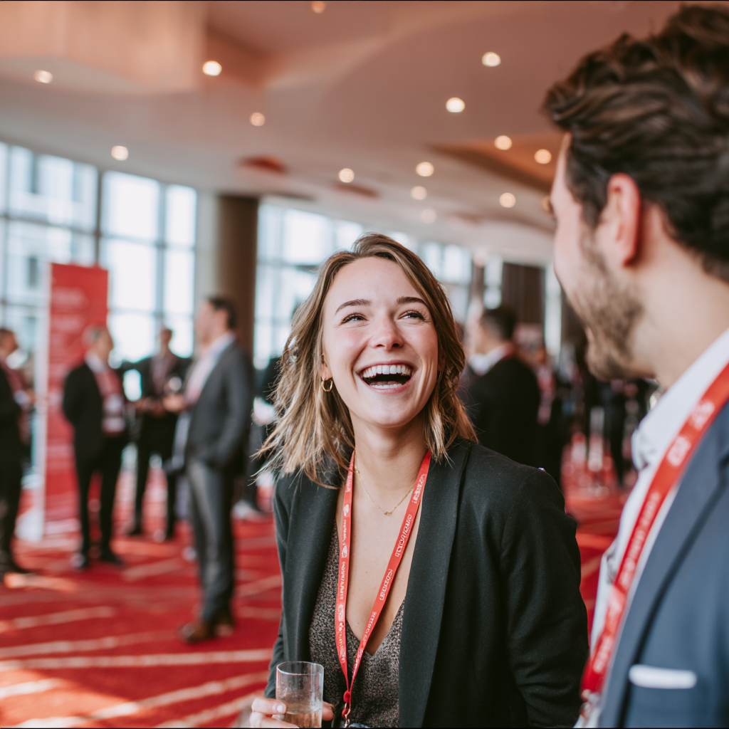 Professionals networking at a conference