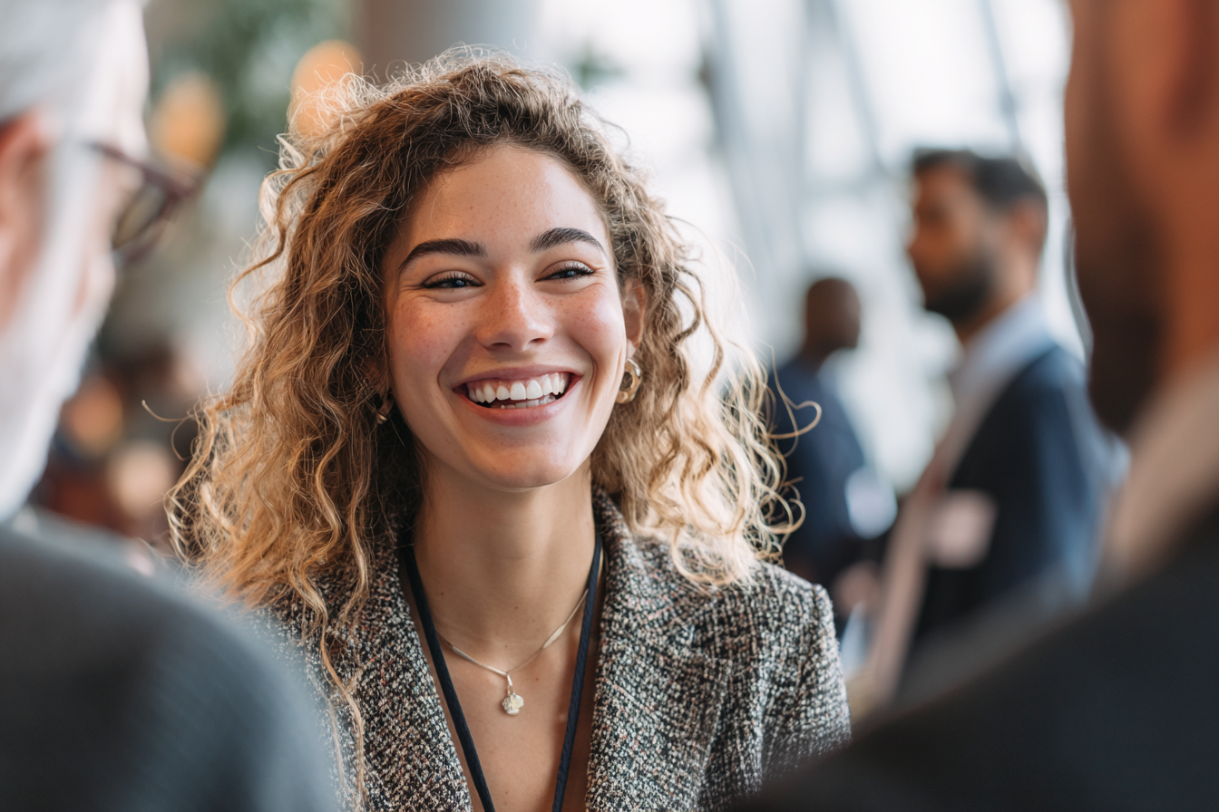 Professional networking at an event